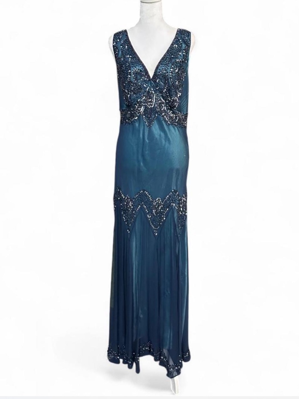 Adrianna Papell silk and beaded 20s style formal dress
